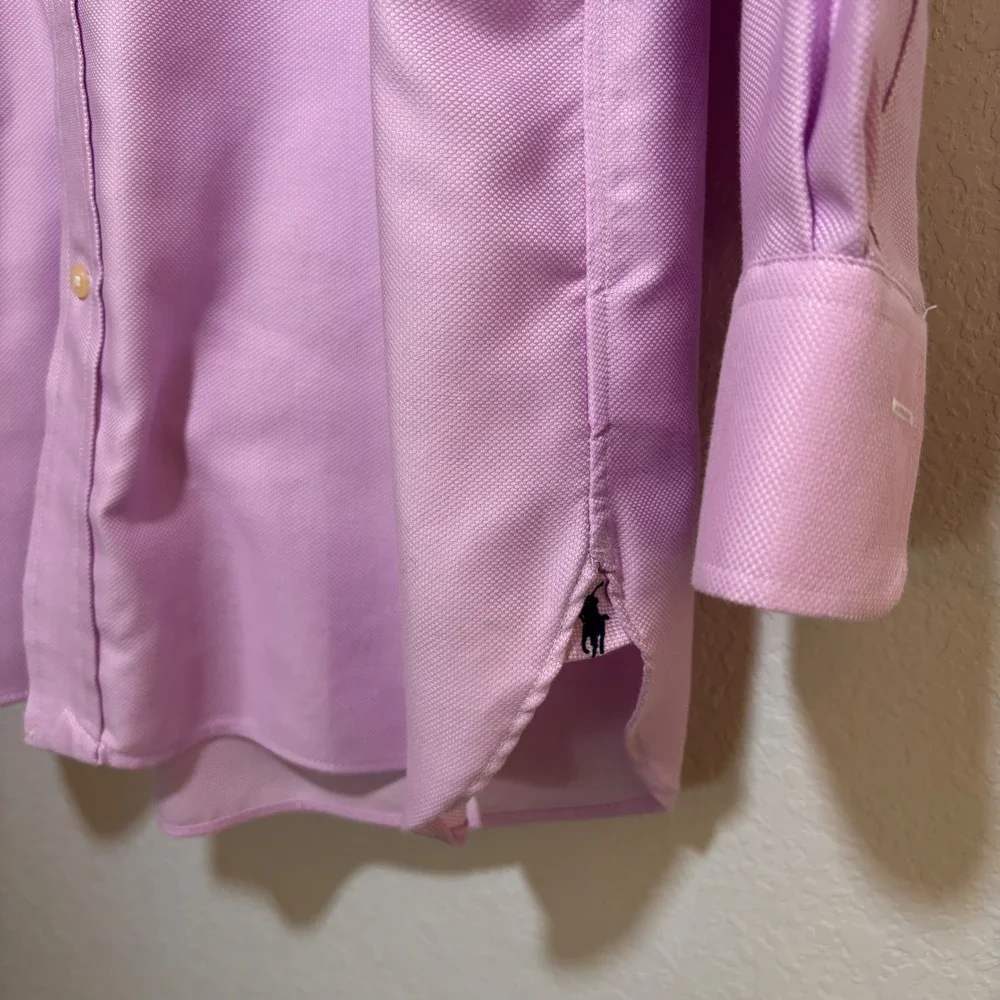 Polo Ralph Lauren Dress Shirt 16.5 32/33 Easy Care Cotton Lavender Preppy Mens